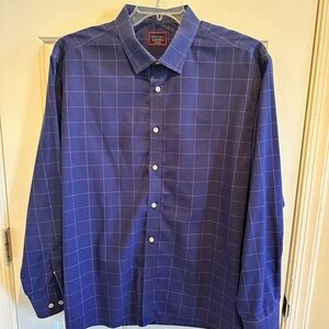 UNTUCKit Shirt Men's 2XL Blue Check Wrinkle Free Button Front Relaxed Fit